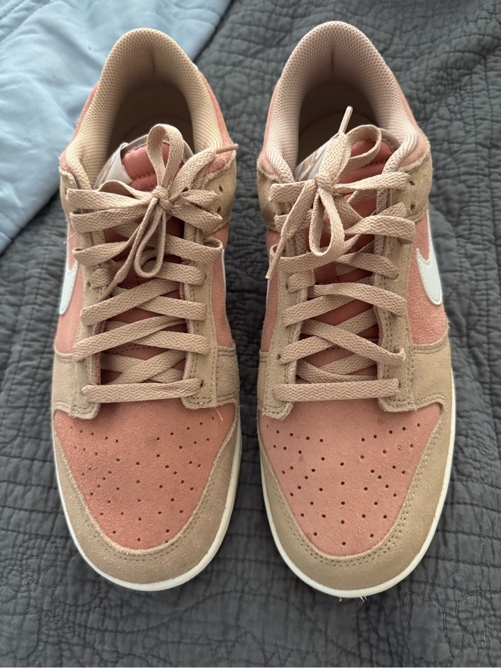 Nike Air Force 2 Men's Low-Top Sneakers in Pink and Tan with White Swoosh